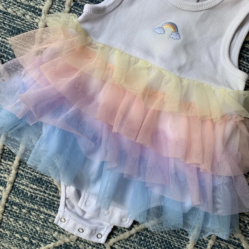 Little Me Rainbow Dress with Headband - Picture 3 of 7